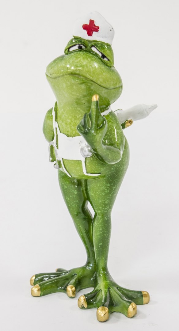 Figurka żaba ze strzykawką